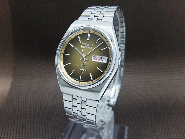 Seiko Type II 7123-8010 Quartz Brown Gradient Dial Day-Date SS