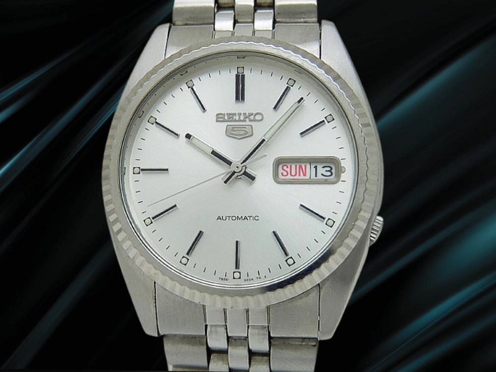 Seiko 5 SKXJ89K 7S26-3110 Silver Dial Fluted Bezel Automatic 36mm